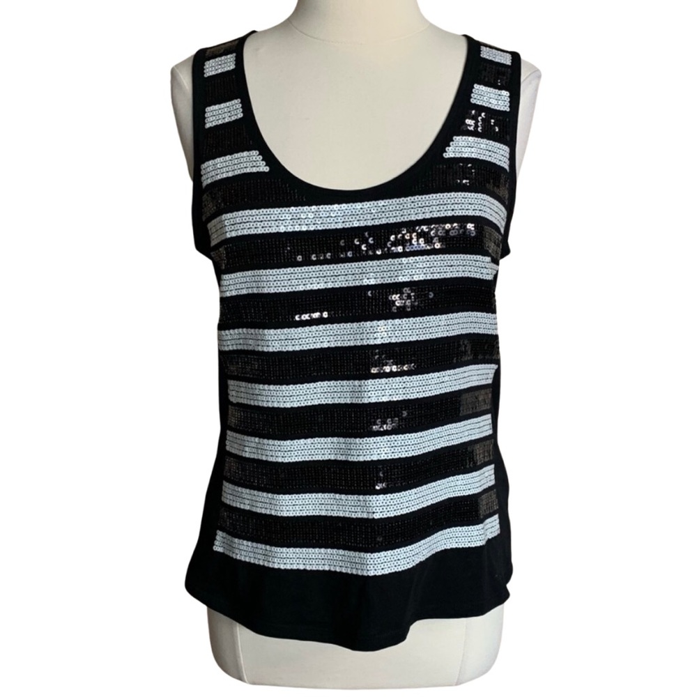 Banana Republic Black and White Sequin Tank Top